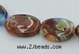 CLG553 16 inches 10*14mm oval goldstone & lampwork glass beads