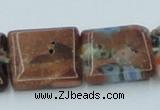 CLG556 16 inches 14*14mm square goldstone & lampwork glass beads