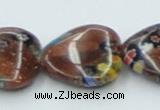 CLG558 16 inches 18*18mm heart goldstone & lampwork glass beads