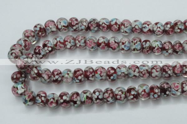 CLG767 14.5 inches 8*12mm rondelle lampwork glass beads wholesale