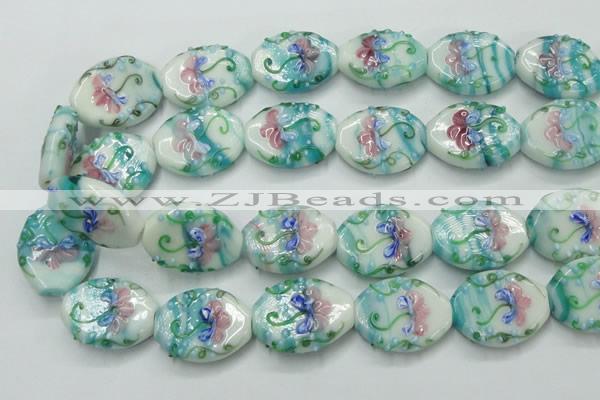 CLG800 15.5 inches 22*28mm oval lampwork glass beads wholesale