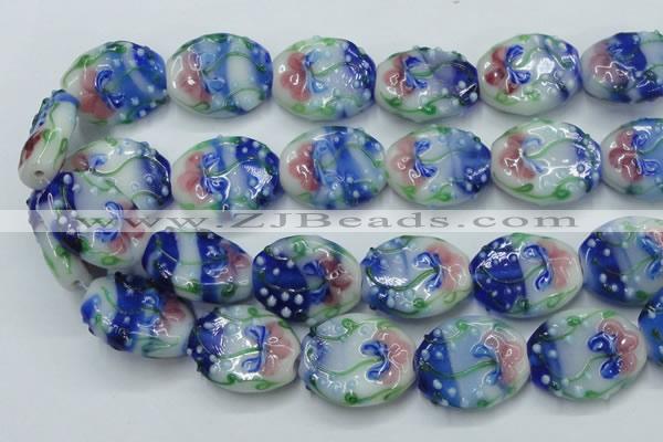 CLG802 15.5 inches 22*28mm oval lampwork glass beads wholesale