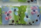 CLG811 15.5 inches 20*20mm square lampwork glass beads wholesale