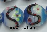 CLG818 15.5 inches 20mm flat round lampwork glass beads wholesale