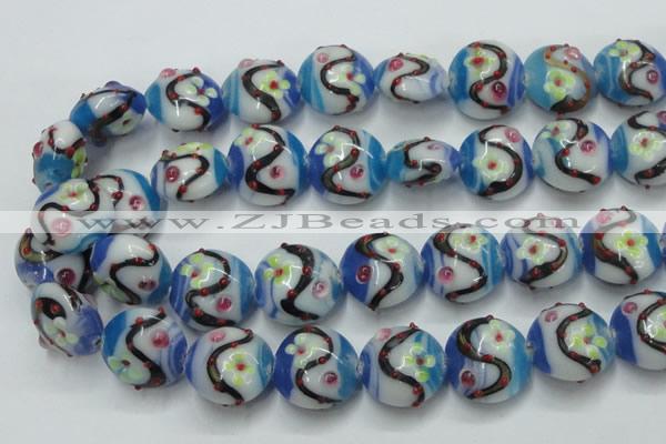 CLG818 15.5 inches 20mm flat round lampwork glass beads wholesale