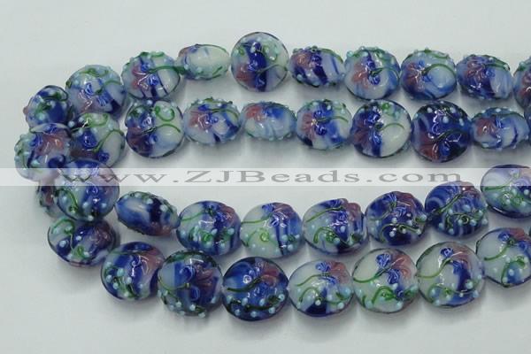 CLG822 15.5 inches 20mm flat round lampwork glass beads wholesale