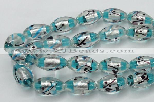 CLG857 15.5 inches 16*28mm rice lampwork glass beads wholesale