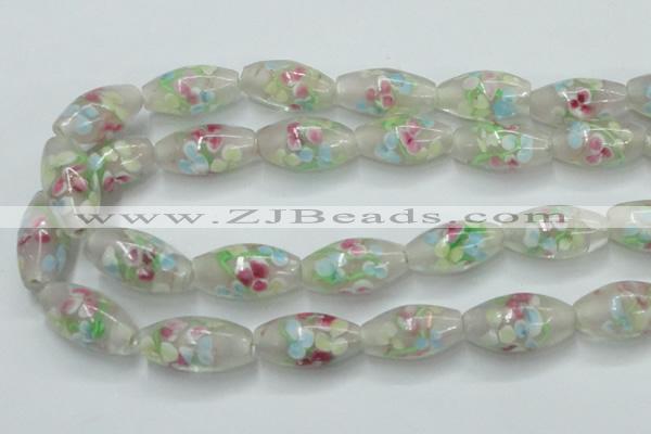 CLG865 14 inches 10*20mm rice lampwork glass beads wholesale