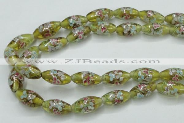 CLG868 15.5 inches 10*20mm rice lampwork glass beads wholesale