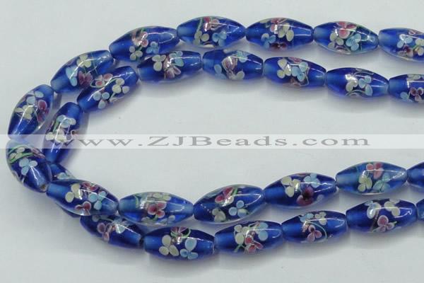 CLG874 15.5 inches 10*20mm rice lampwork glass beads wholesale