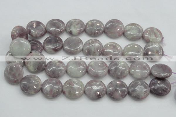 CLI57 15.5 inches 25mm flat round natural lilac jasper beads wholesale