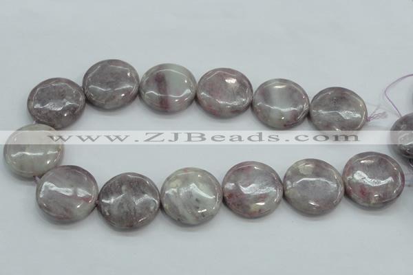 CLI58 15.5 inches 30mm flat round natural lilac jasper beads wholesale