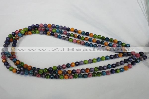 CLJ215 15.5 inches 6mm round mixed color dyed sesame jasper beads