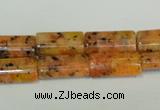 CLJ301 15.5 inches 8*16mm flat tube dyed sesame jasper beads wholesale