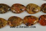 CLJ336 15.5 inches 13*18mm flat teardrop dyed sesame jasper beads