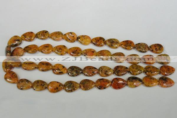 CLJ336 15.5 inches 13*18mm flat teardrop dyed sesame jasper beads