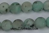 CLJ413 15.5 inches 10mm round matte sesame jasper beads wholesale