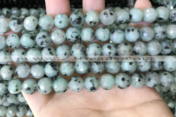 CLJ431 15.5 inches 8mm faceted round sesame jasper beads