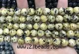 CLJ570 15 inches 10mm faceted 

round sesame jasper beads