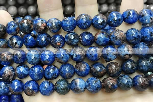 CLJ574 15 inches 10mm faceted round sesame jasper beads