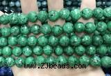 CLJ575 15 inches 10mm faceted round sesame jasper beads