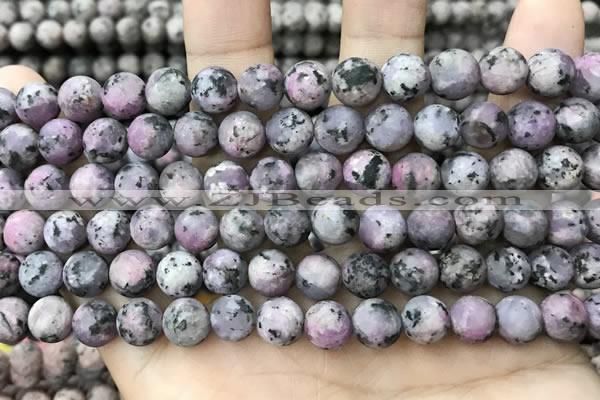 CLJ585 15 inches 8mm round matte sesame jasper beads