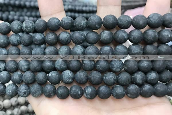 CLJ599 15 inches 8mm round matte sesame jasper beads