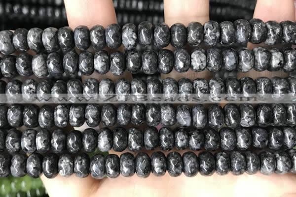 CLJ622 15 inches 5*8mm faceted round sesame jasper beads