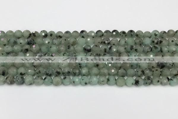 CLJ640 15.5 inches 6mm faceted round sesame jasper beads wholesale