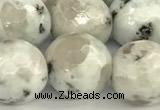 CLJ653 15 inches 12mm faceted round sesame jasper beads