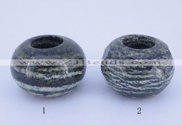 CLO25 19*30mm rondelle loose green silver line jasper beads wholesale