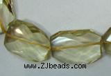 CLQ05 faceted freeform brick natural lemon quartz beads