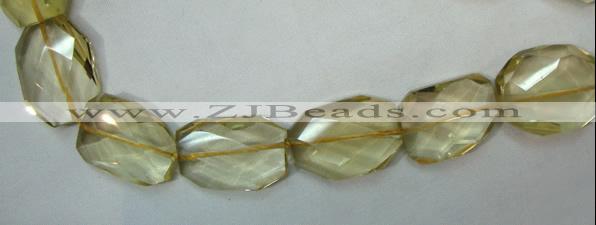 CLQ05 faceted freeform brick natural lemon quartz beads