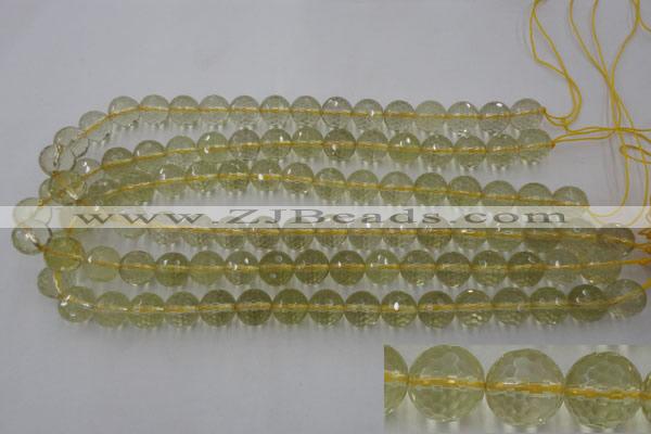 CLQ164 15.5 inches 12mm faceted round natural lemon quartz beads