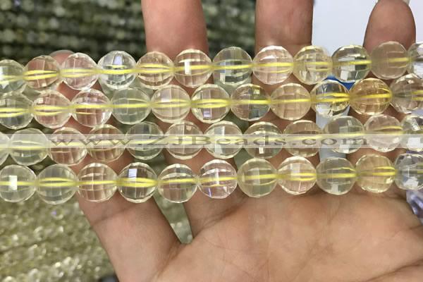 CLQ323 15.5 inches 10mm faceted round natural lemon quartz beads