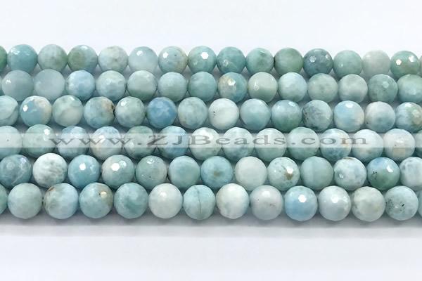 CLR156 15 inches 9mm faceted round larimar gemstone beads