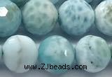 CLR157 15 inches 10mm faceted round larimar gemstone beads