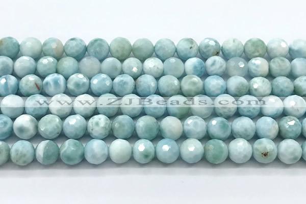 CLR165 15 inches 8mm faceted round larimar gemstone beads