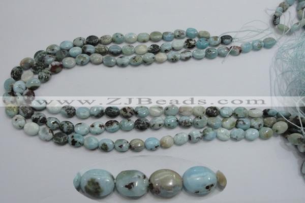CLR36 15.5 inches 8*10mm oval natural larimar gemstone beads
