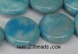 CLR366 15.5 inches 25mm flat round dyed larimar gemstone beads