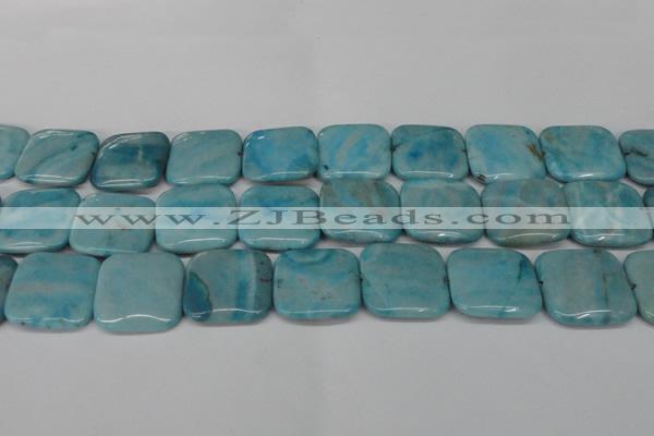 CLR386 15.5 inches 25*25mm square dyed larimar gemstone beads