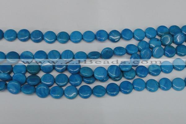 CLR412 15.5 inches 14mm flat round dyed larimar gemstone beads