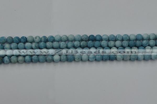 CLR611 15.5 inches 6mm round matte imitation larimar beads
