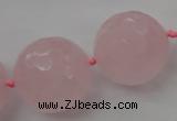 CLS103 15.5 inches 25mm faceted round large rose quartz beads