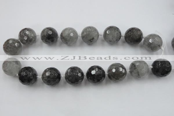 CLS105 15.5 inches 25mm faceted round large cloudy quartz beads