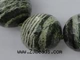 CLS11 15.5 inches 30mm faceted round large green silver line jasper beads
