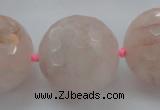 CLS16 15.5 inches 30mm faceted round large pink quartz beads