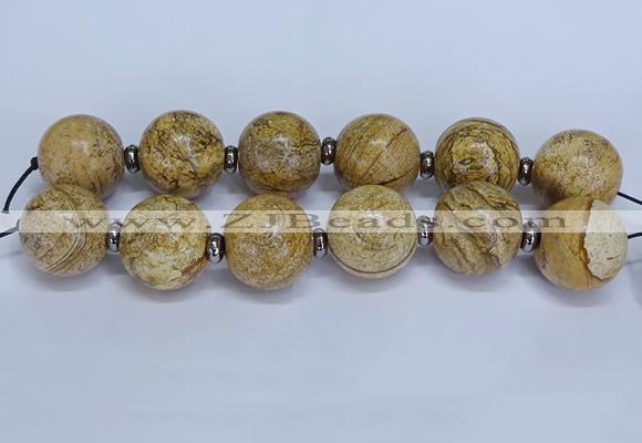 CLS253 7.5 inches 30mm round large picture jasper beads