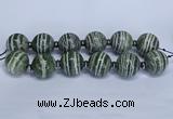 CLS254 7.5 inches 30mm round large green silver line jasper beads