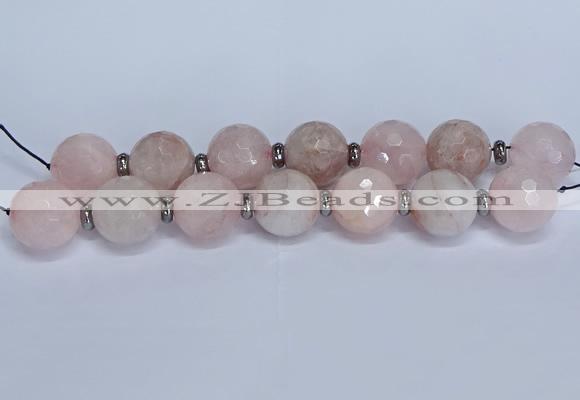 CLS300 7.5 inches 25mm faceted round large pink quartz beads